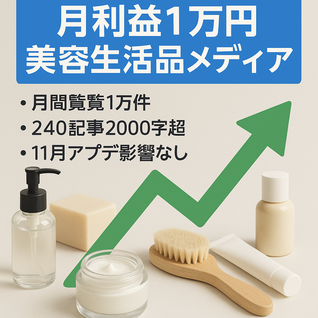【月利益1万円】SEOで集客している月間1万PVメディア【美容や生活品を紹介】