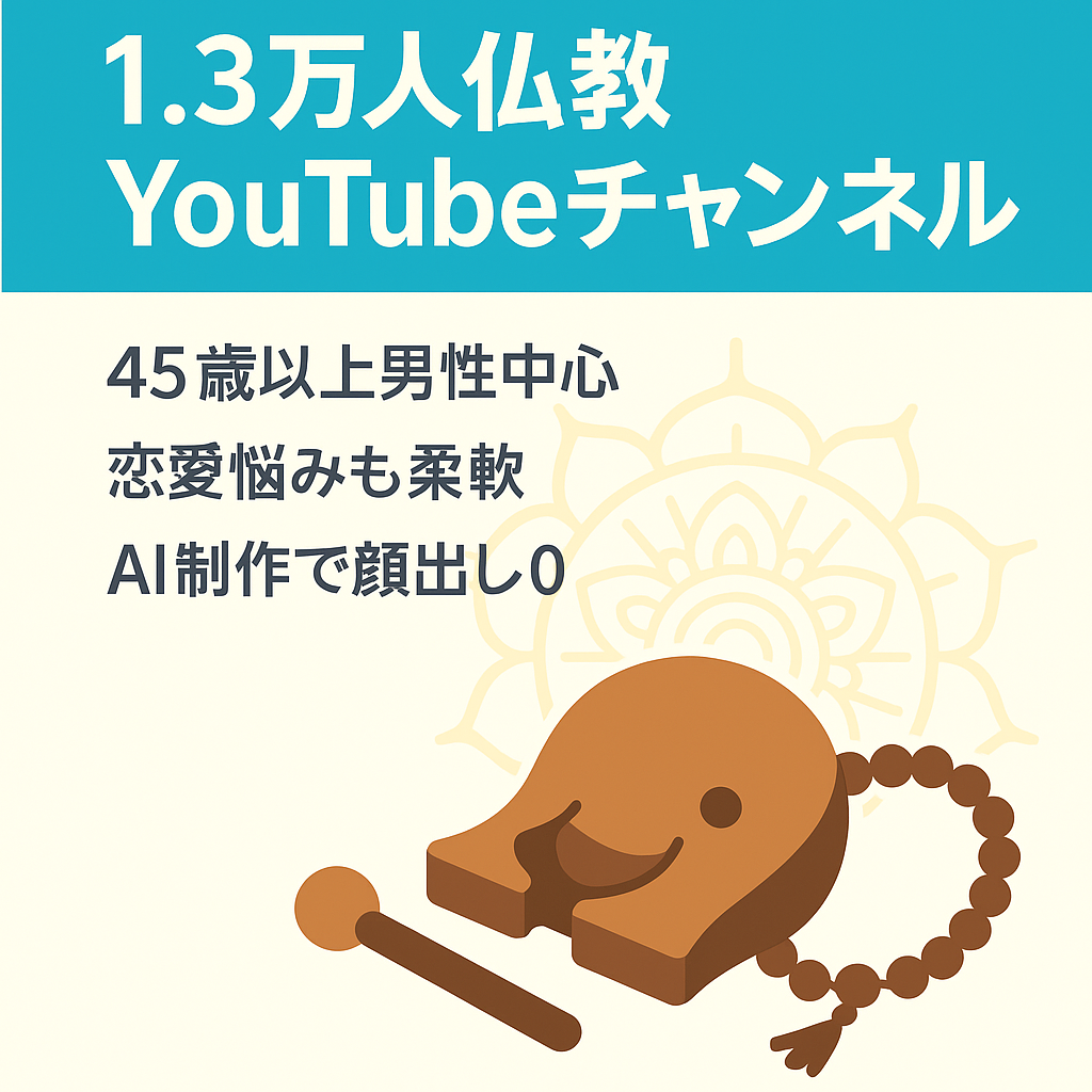 【チャンネル登録者1.3万人】視聴者は45歳以上70歳までの男性メイン！仏教系チャンネル【AI完結】