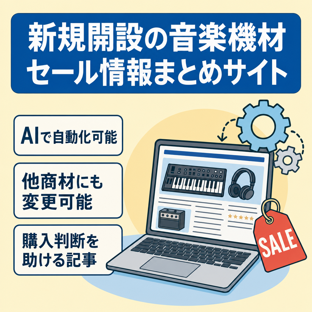 【新規で作ったばかり】音楽機材や製品のセール情報をまとめたサイト