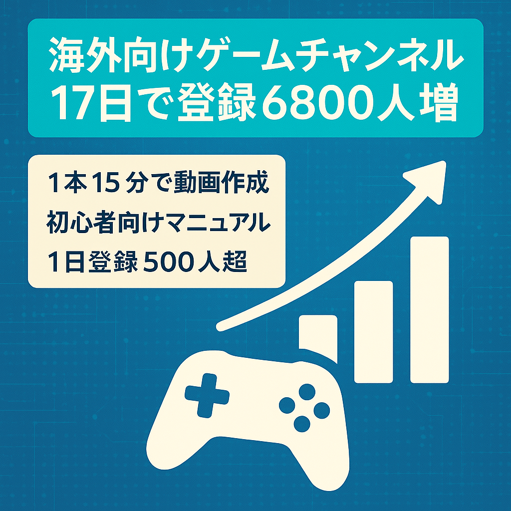 【海外向けゲームチャンネル】15分で1本作成可能！運用17日間で登録6800人増【登録者9300人】