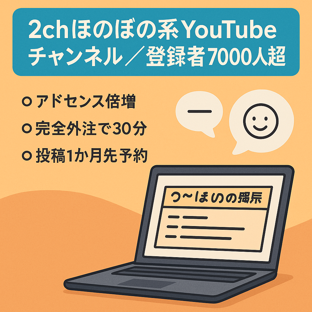 【安定収益】2chほのぼのYouTubeチャンネル【登録者7000人超え】