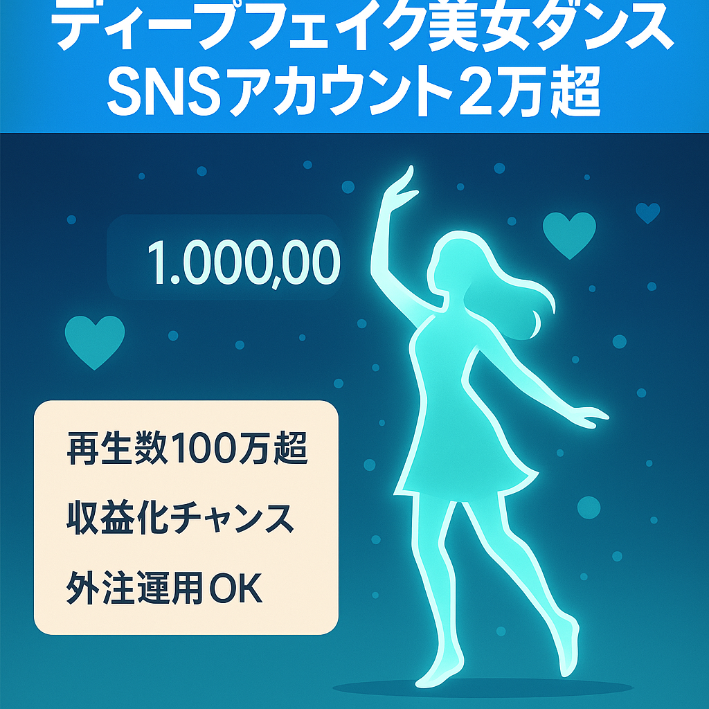 ！総フォロワー2万人越え！AIディープフェイク美女Titokダンスアカウントその他のSNSアカウントもお付けします。