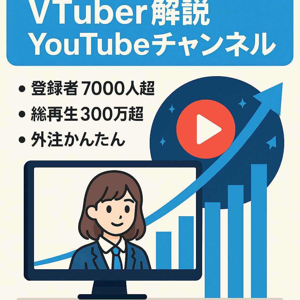 【最高月間収益26万円】VTuber解説YouTubeチャンネル【登録者7千人/フル外注可/総再生数300万越え/収益化済み/収益分配なし】