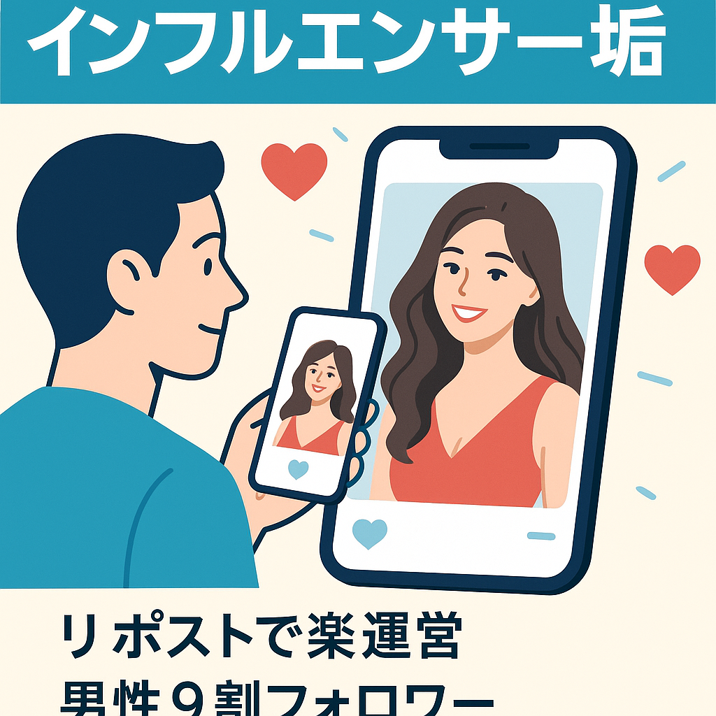 リポストで簡単運営◎初心者向け【Instagram 美女インフルエンサー垢】男性率9割超え 出会い系やマッチングアプリ、アダルト誘導に