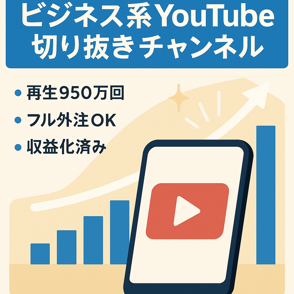 【総再生回数9,500,000回・登録者6000人】登録者160万人某有名ビジネス系YouTuberの切り抜きチャンネル。人気急上昇ジャンル【フル外注可能】