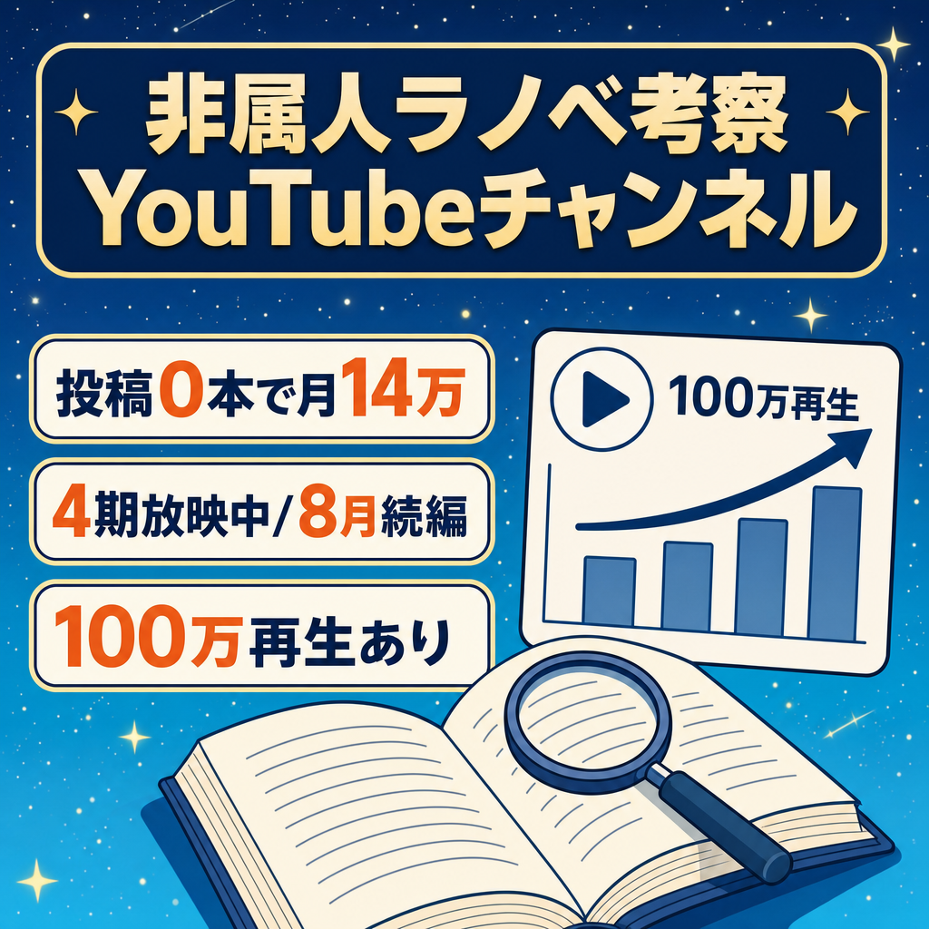 【投稿0本で月14万円】非属人ラノベ考察YouTube｜4期放映中｜8月続編放映予定