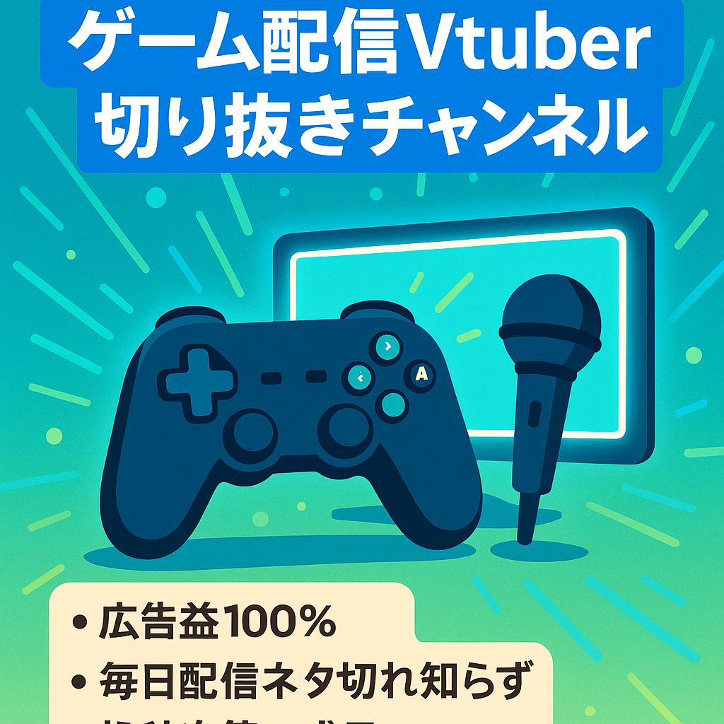 【収益化済み】ゲーム配信Vtuber切り抜きチャンネル【成長性◎/フル外注可能】