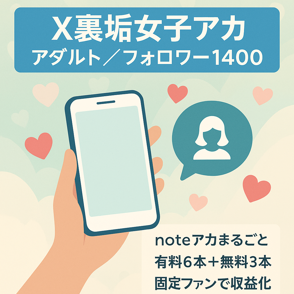 【X(旧Twitter) 裏垢女子アカウント】SNS総フォロワー1400人　2ヶ月連続売上10万円以上　アダルトアカウント】