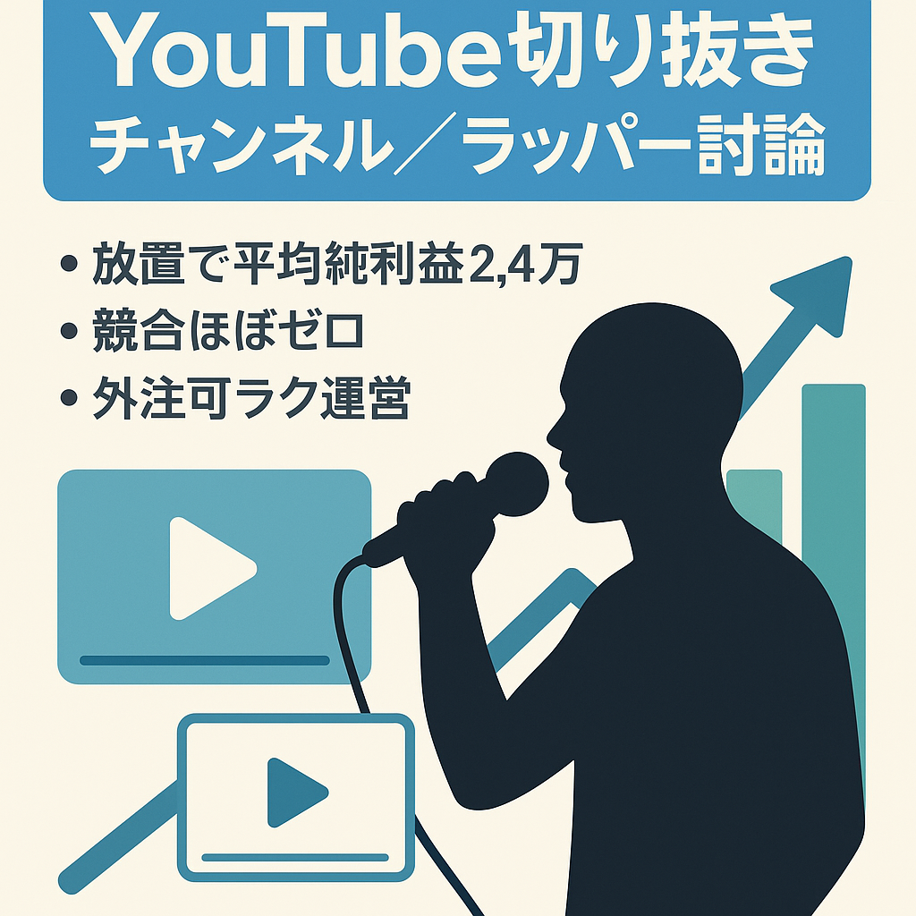 【放置でも平均純利益24,340円/月‼】AbemaTV討論対決でバズった人気急上昇ラッパーのYoutube切り抜きch【フル外注可能‼】