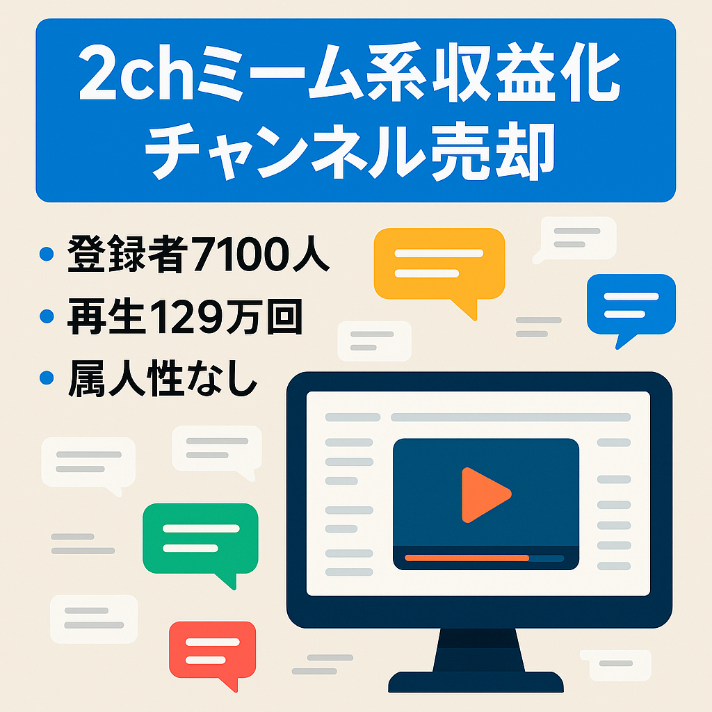 総再生数: 1,291,924回 収益化済み！2ch系統のミームYouTubeアカウント！