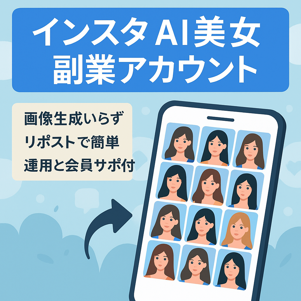 再現性◎インスタ初心者向け【人気のAI美女副業】画像生成できなくてもリポスト運用で誰でも簡単に収益化