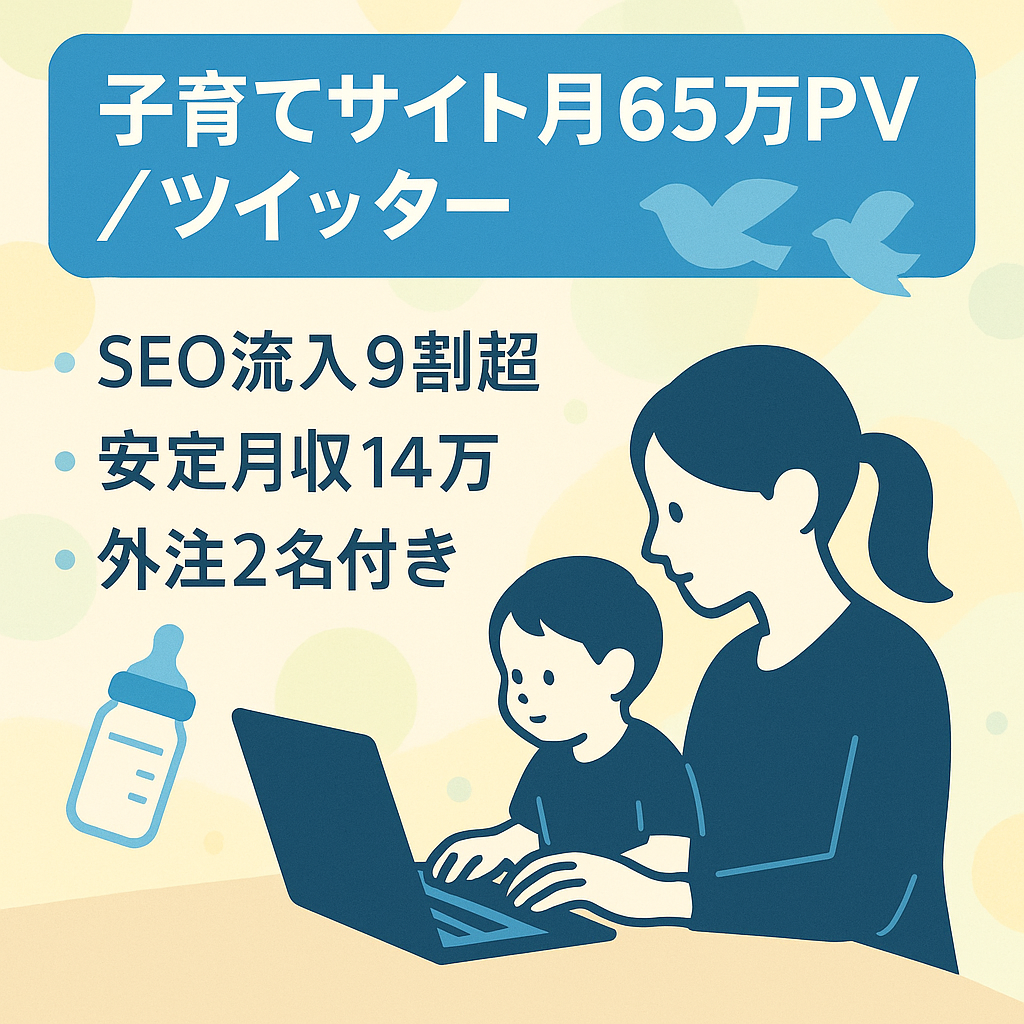 【月間65万PV越え】子育てパパママ必見のサイトSEO集客9割以上！＋2名外注紹介＋700以上のフォロワーのいるツイッターアカウント