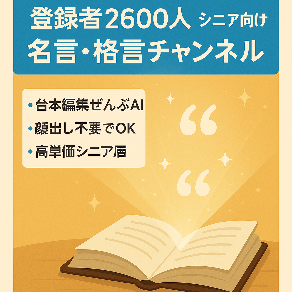 【登録者2600人越え・高齢者向け】1ヶ月で収益化した名言・格言チャンネル