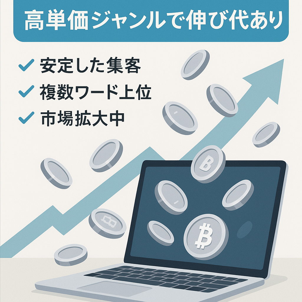 【運営歴5年】仮想通貨特化サイト/高単価ジャンルで伸び代あり