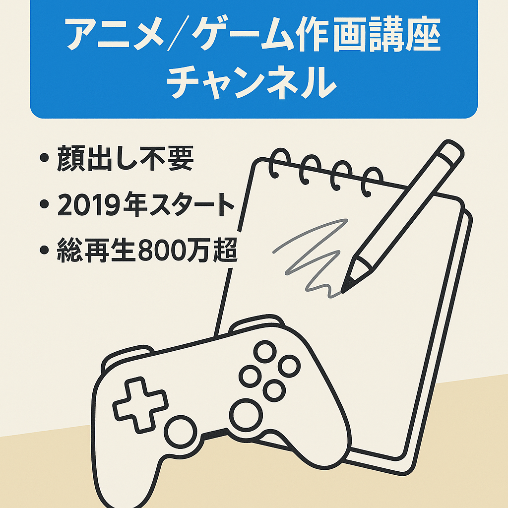 【登録者数1.4万人超え！】最高月収22万円以上の顔出し不要のアニメ・ゲームの簡単イラスト描き方チャンネル(更新簡単)