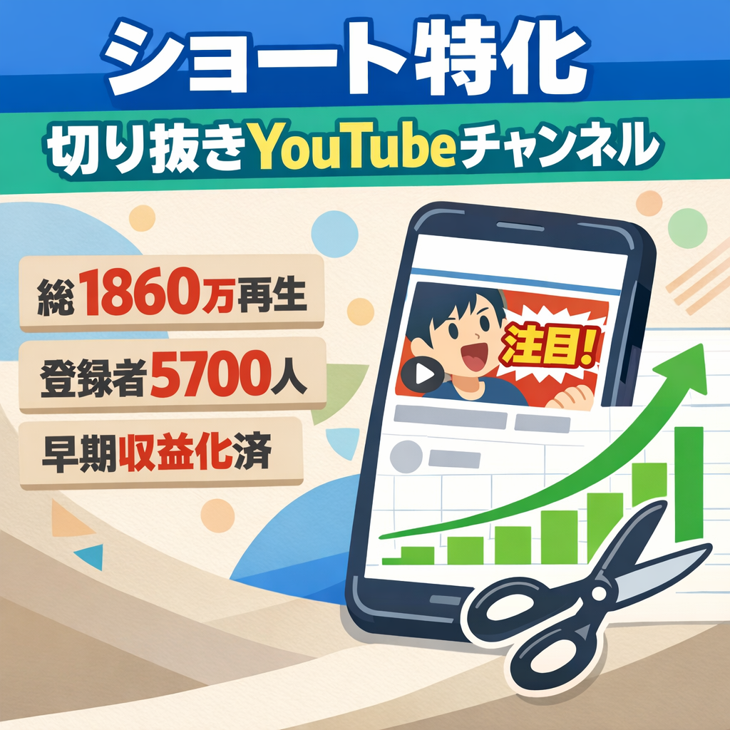 【開始2ヶ月で1800万再生】登録者5700人/早期収益化済/大手YouTuberの切り抜き/ショート特化