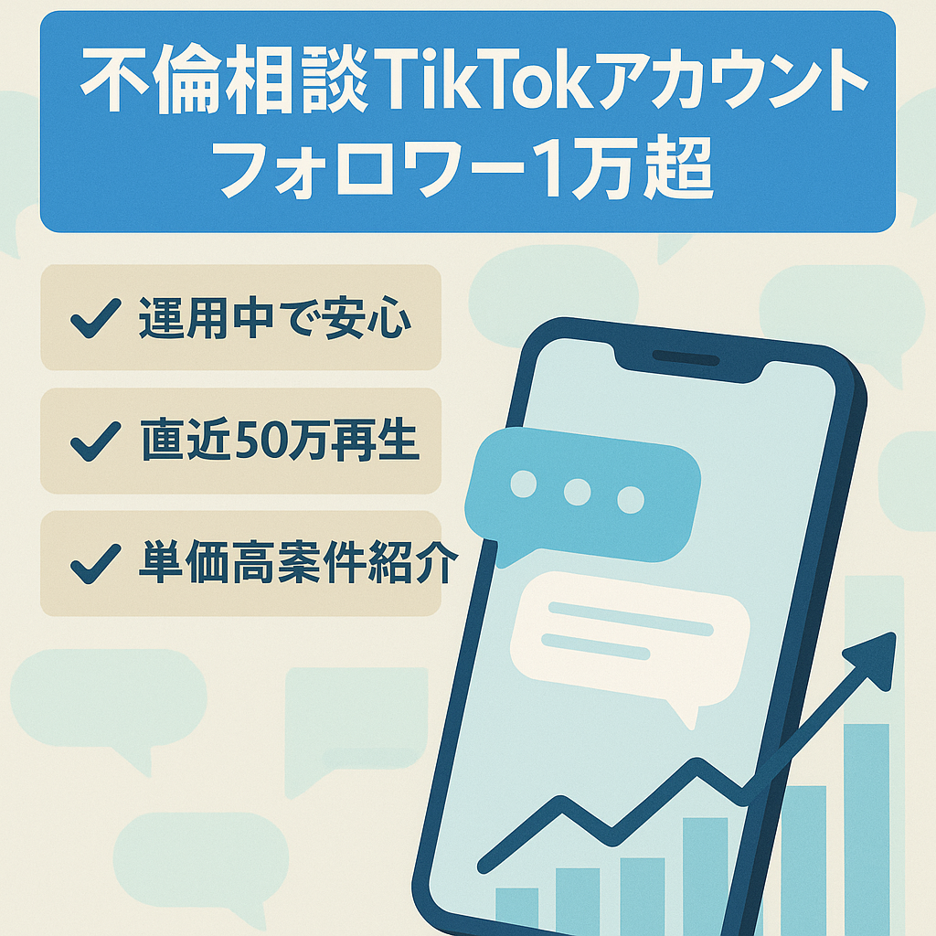 【TikTok1万超】不倫相談案件と相性抜群！直接案件も紹介可。