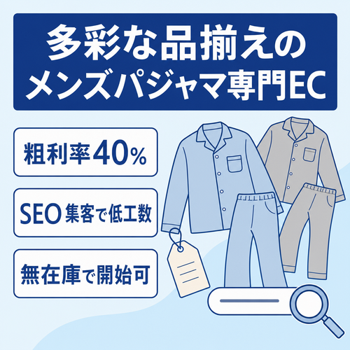 【粗利率40%】多様な品揃えのメンズパジャマに特化した専門EC