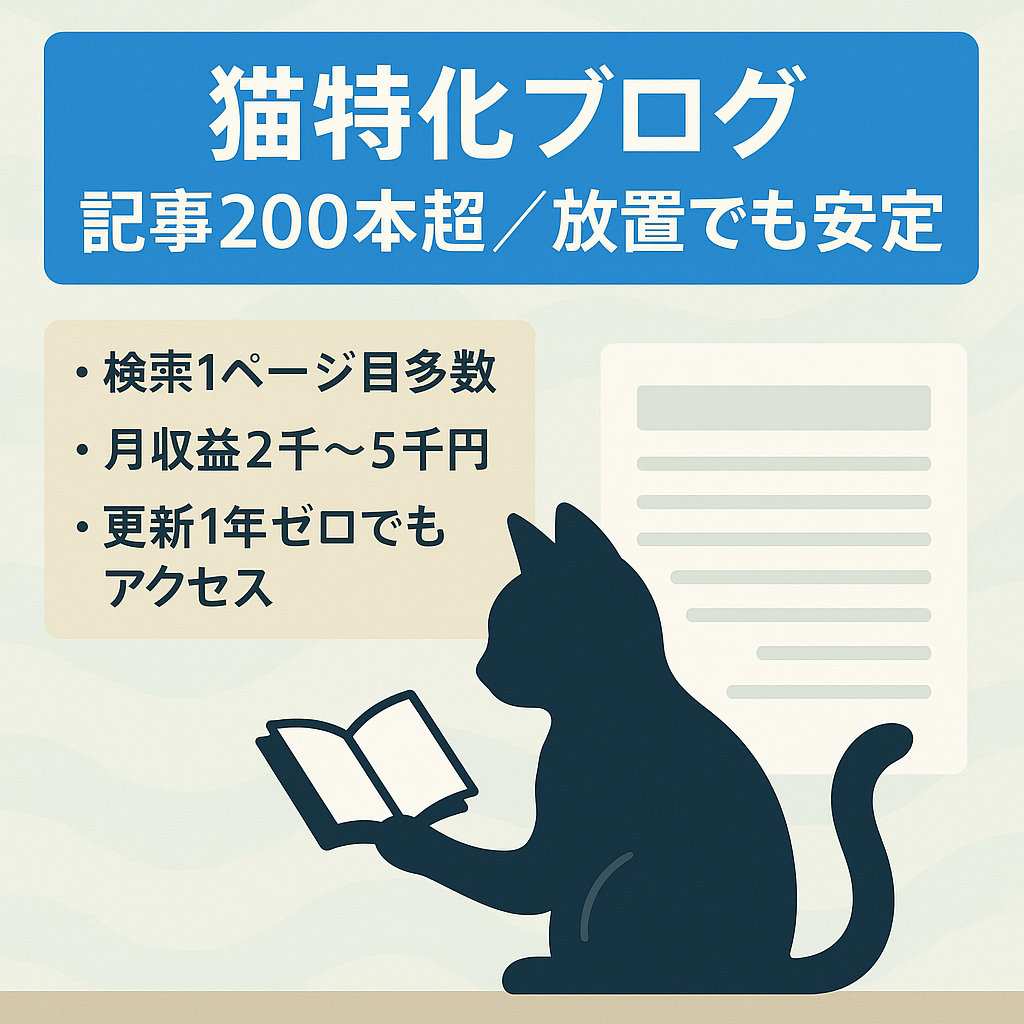 【放置中でもアクセス安定！】オリジナル記事満載の猫に関する特化ブログ