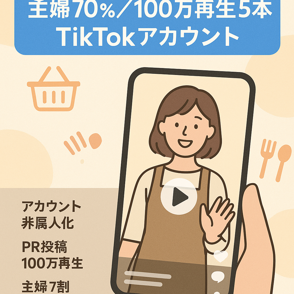 【100万再生越え5本有り】主婦視聴者70%のTikTokアカウント