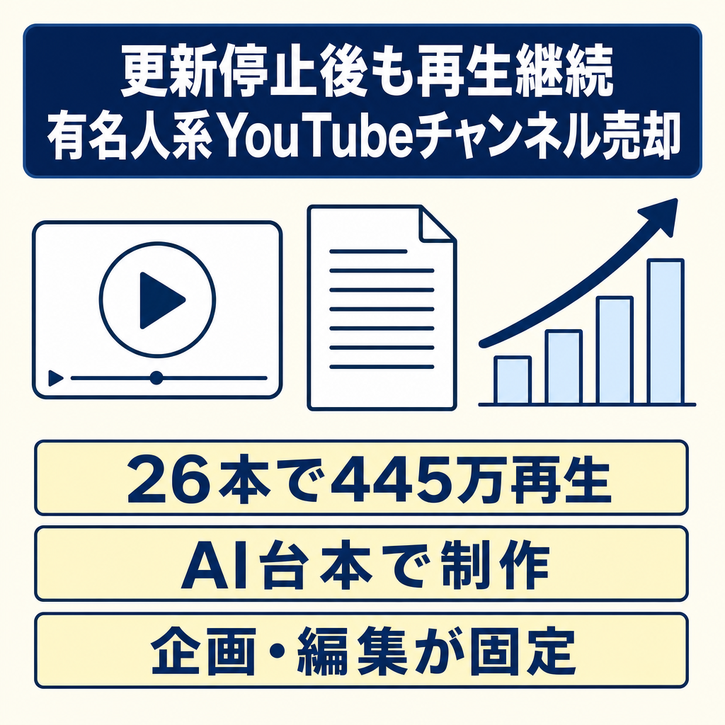 【26本で445万再生】登録者6000人｜更新停止後も再生継続する有名人系YouTubeチャンネル