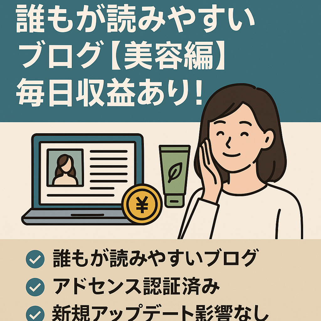 誰もが読みやすいブログ美容編、毎日収益あり！アドセンス認証済み
