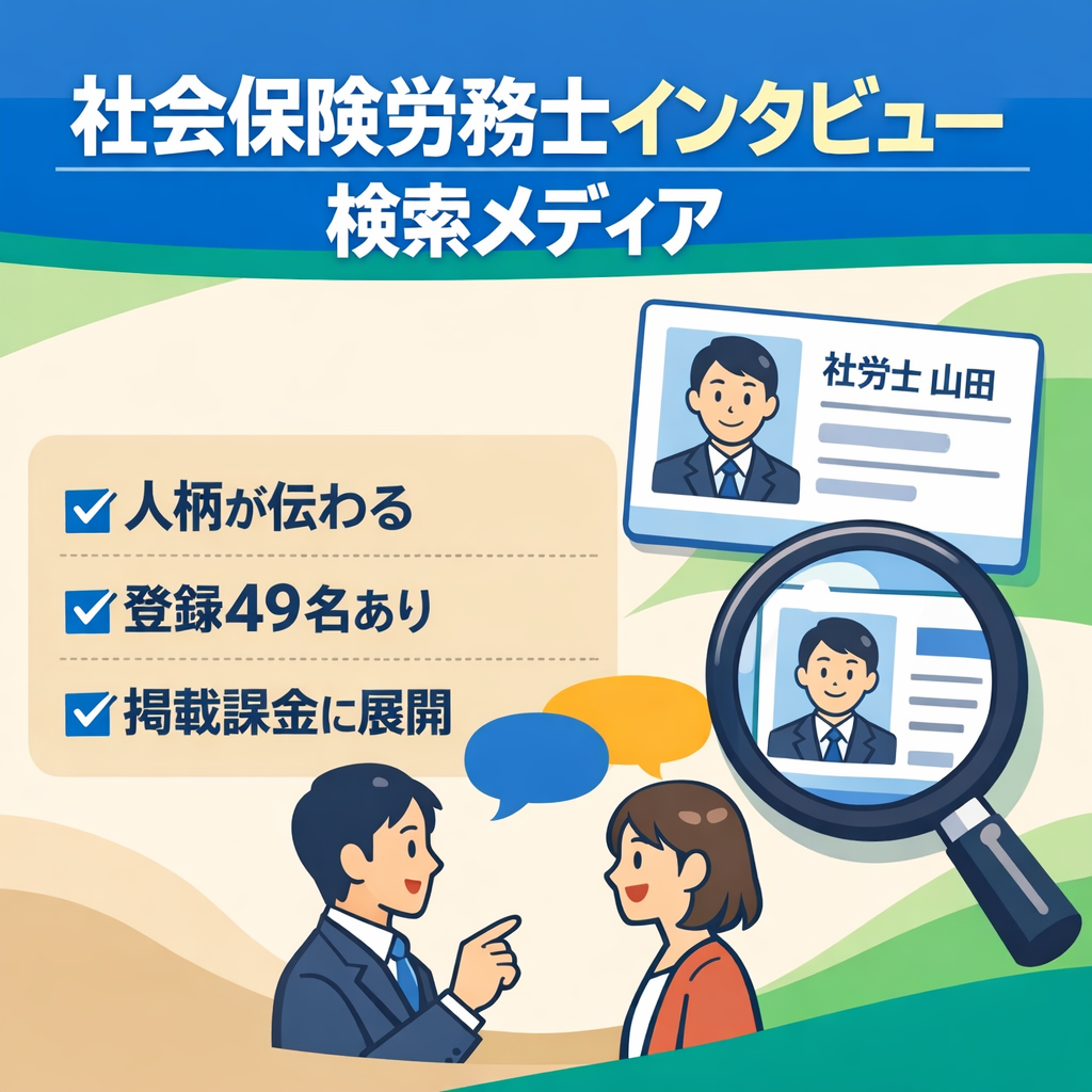 社会保険労務士インタビュー記事、検索メディア、登録49名