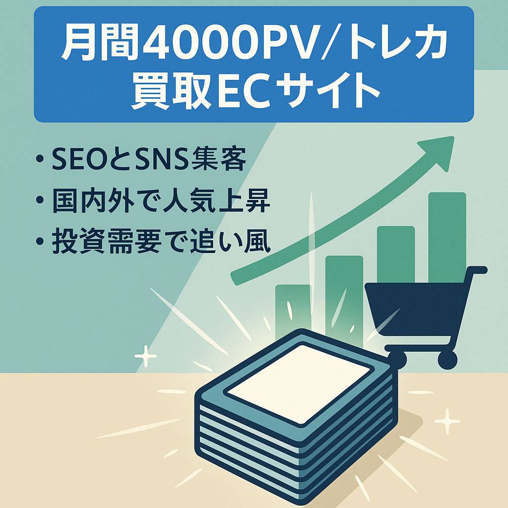 【SEOとSNSからの集客の仕組みが整備済み！】アクセス数4,000超え！トレーディングカード買取専門の物販サイト／ECサイト