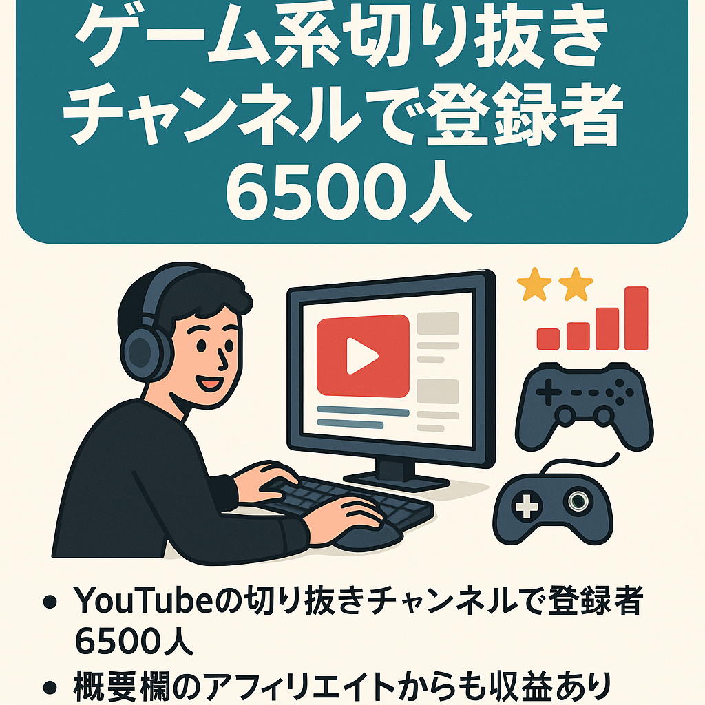 YouTubeの切り抜きチャンネルで登録者6500人。ゲーム系で3年間活動。