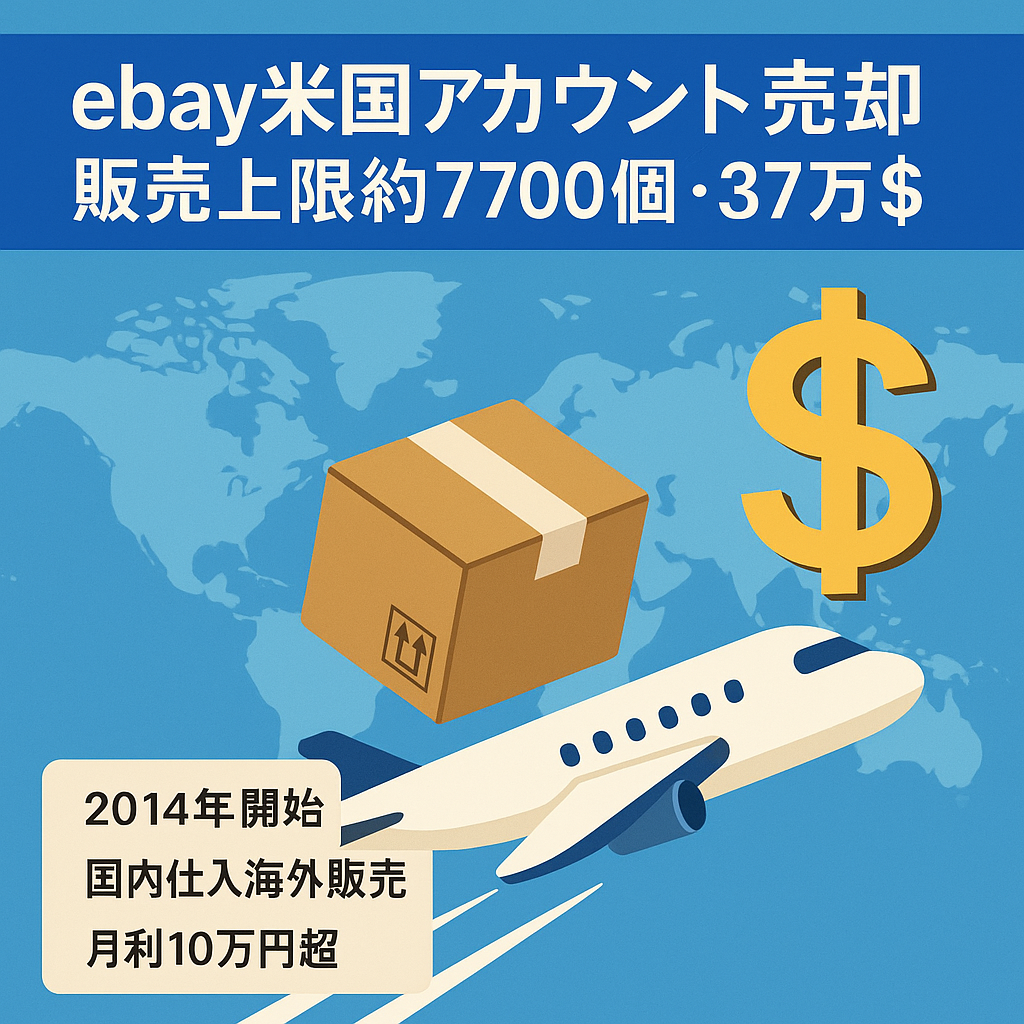 【ebay・USアカウント売却】／販売リミット7767個／販売金額リミット$375,596　