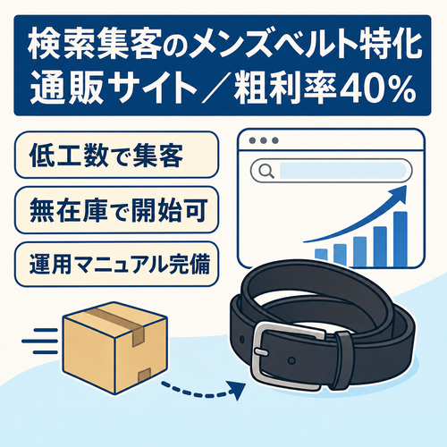 SEOが効いた集客力のベルトメンズ特化EC！粗利率40%の高収益モデル