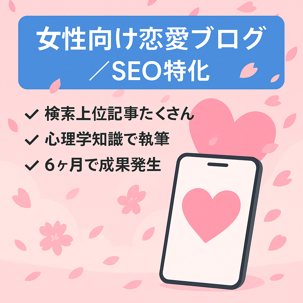 SEO特化・PV上昇中の女性向け恋愛系特化ブログ【2021年11月から運用】