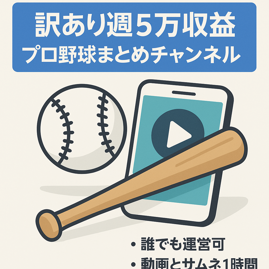 【訳あり】直近1週間で収益5万円超のプロ野球関連5chまとめYouTubeチャンネル
