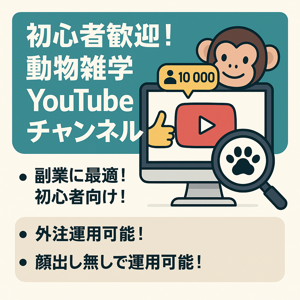 訳あり【初心者歓迎！】登録者10000人越え！ 収益化済み/動物の雑学YouTubeチャンネル/主に10秒のショート動画【値段交渉歓迎！】