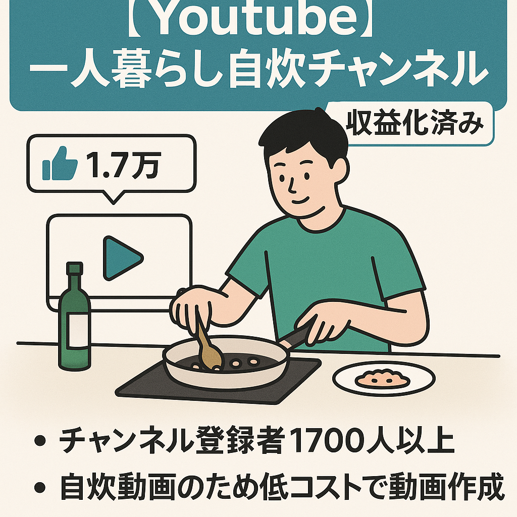 【Youtubeチャンネル登録者1700人】一人暮らし自炊動画チャンネル ※収益化済み