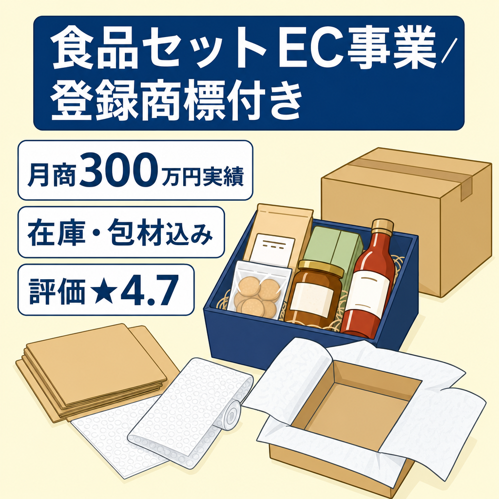 【登録商標付きAmazon食品EC事業】月商300万円突破実績｜ブランド登録済み｜仕入先・外注体制引継ぎ可能｜評価★4.7