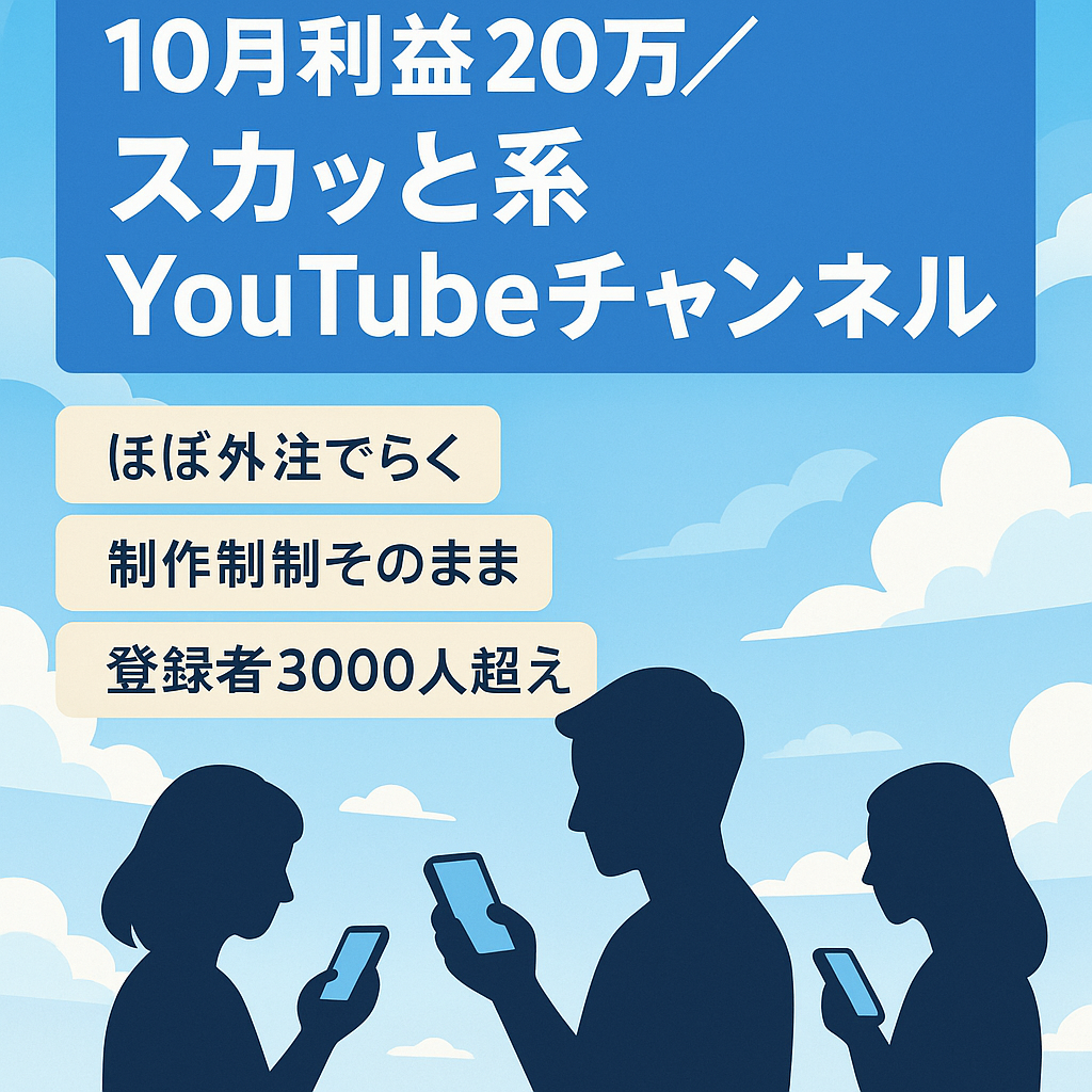 【10月利益20万】スカッと系YouTubeチャンネル【早期譲渡希望】