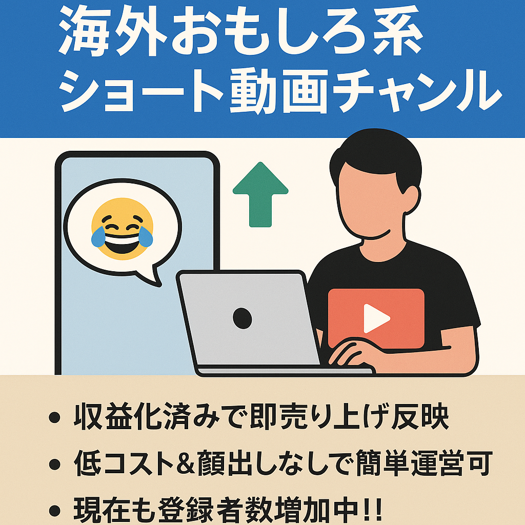 【早い者勝ち/値下げ交渉可能/収益化済み】動画編集ができれば誰でも簡単運営可能！海外おもしろ系YouTubeショート動画チャンネル