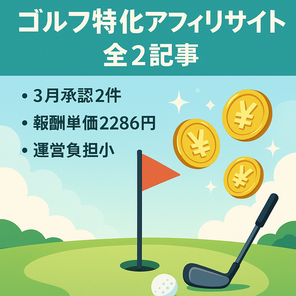 【ゴルフジャンル】報酬実績ありのアフィリエイトサイト【２記事】