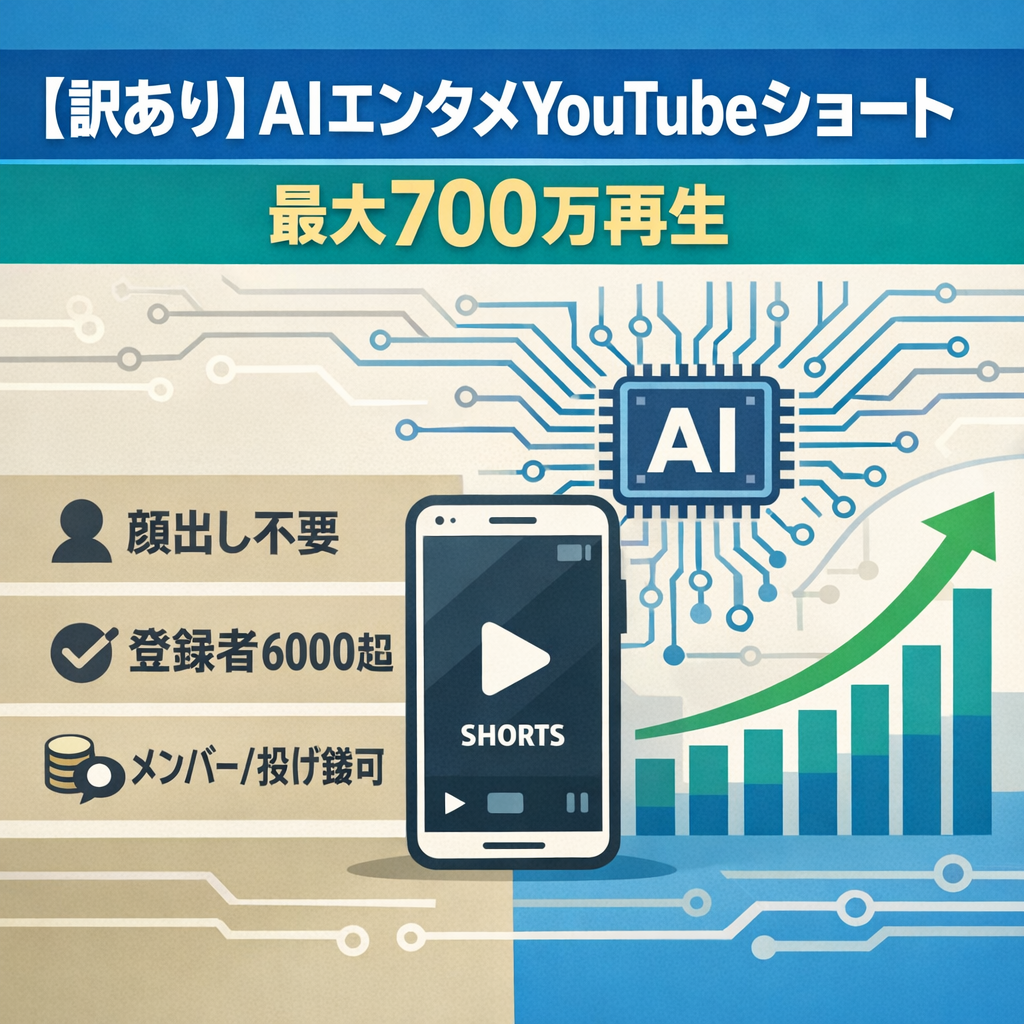 【訳あり】登録者6,000名超のAIエンタメ系YouTubeショート｜最大700万再生のバズ実績