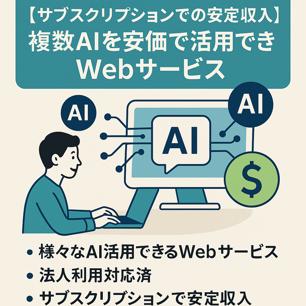 【サブスクリプションでの安定収入】複数AIを安価で活用できるようになるWebサービス。法人対応済
