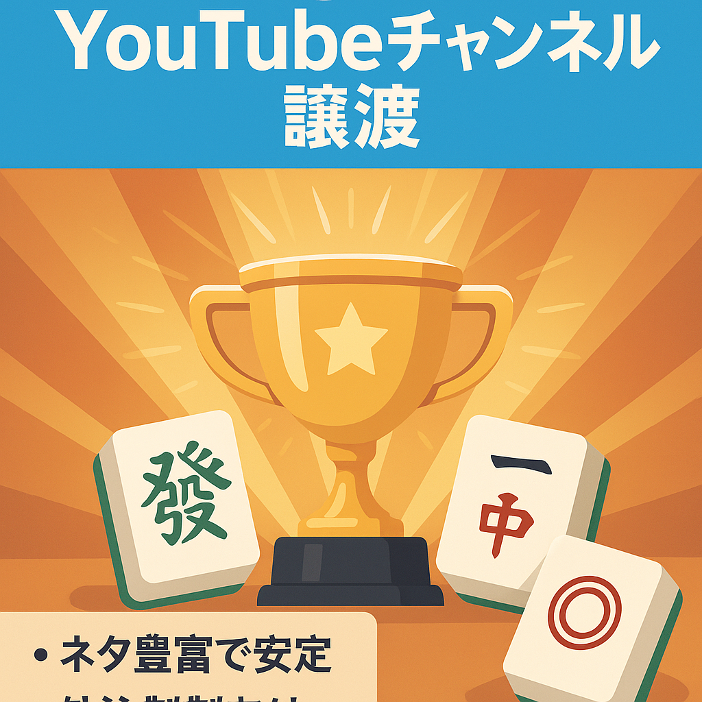 【登録者2,800人以上】麻雀（Mリーグ）YouTubeチャンネルの譲渡