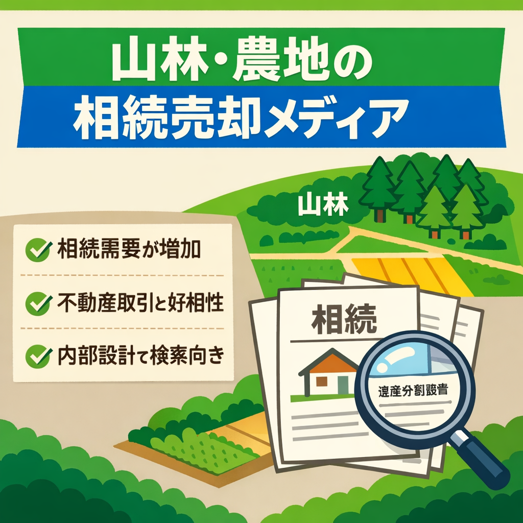 【不動産/行政書士/税理士におすすめ！】山林・農地を中心とした相続/売却特化メディア