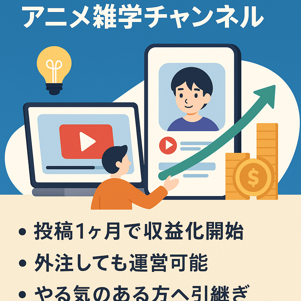 「1月末までの期間限定値下げ！！」登録者46000人越え！最高月収120万！【非属人！Youtubeショート特化】アニメ雑学アカウントをお渡しします！