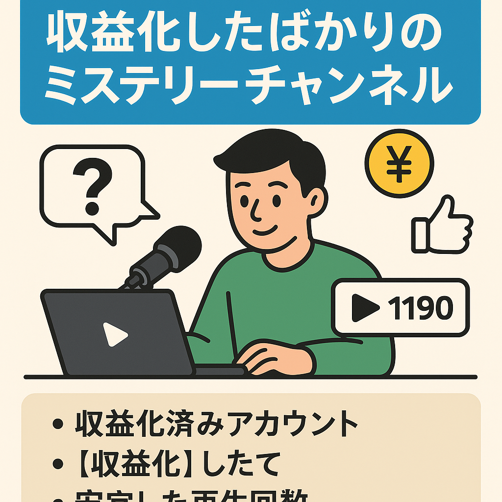 【収益化したばかりのミステリーチャンネル】YouTubeを最初から収益化した状態で運営したい方向け！チャンネル登録1190人の駆け出しチャンネル