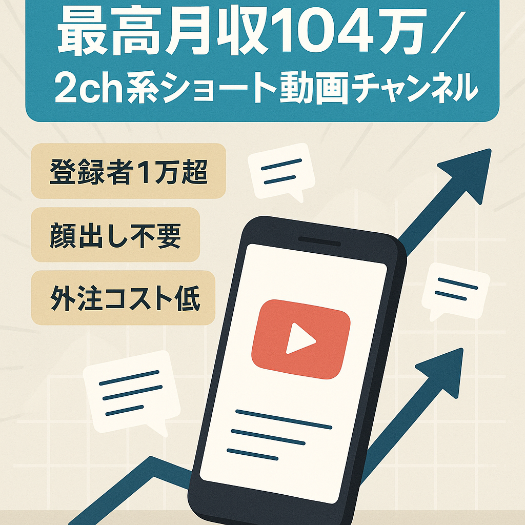 【最高収益104万/月】登録者1万越えの2ch系ショートチャンネル