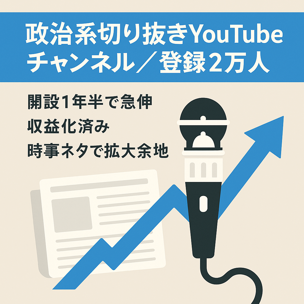 切り抜き：政治系YouTubeチャンネル（登録者約2万人・収益化済み）