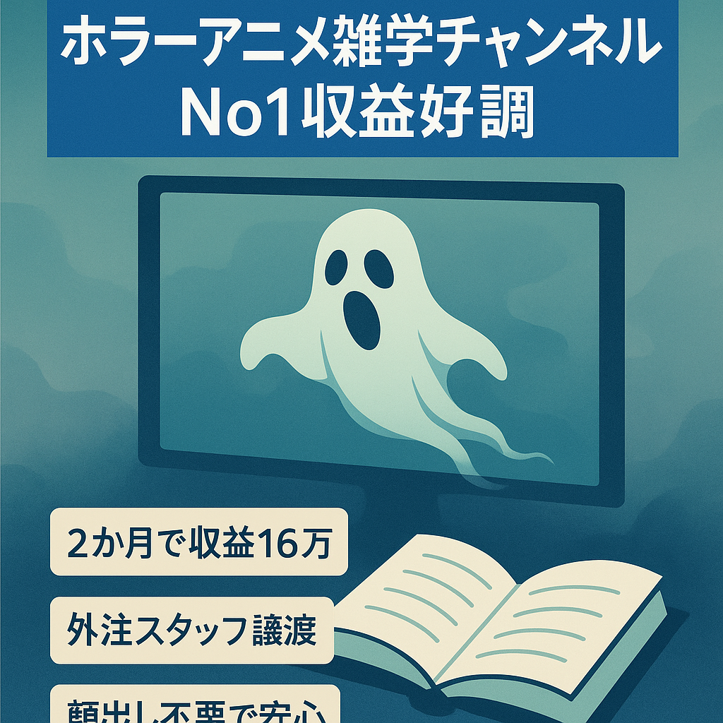 【ジャンルNo1/開設から2ヶ月で収益16万円以上】ホラー系アニメ雑学チャンネル【高利益率&外注さん譲渡可能】