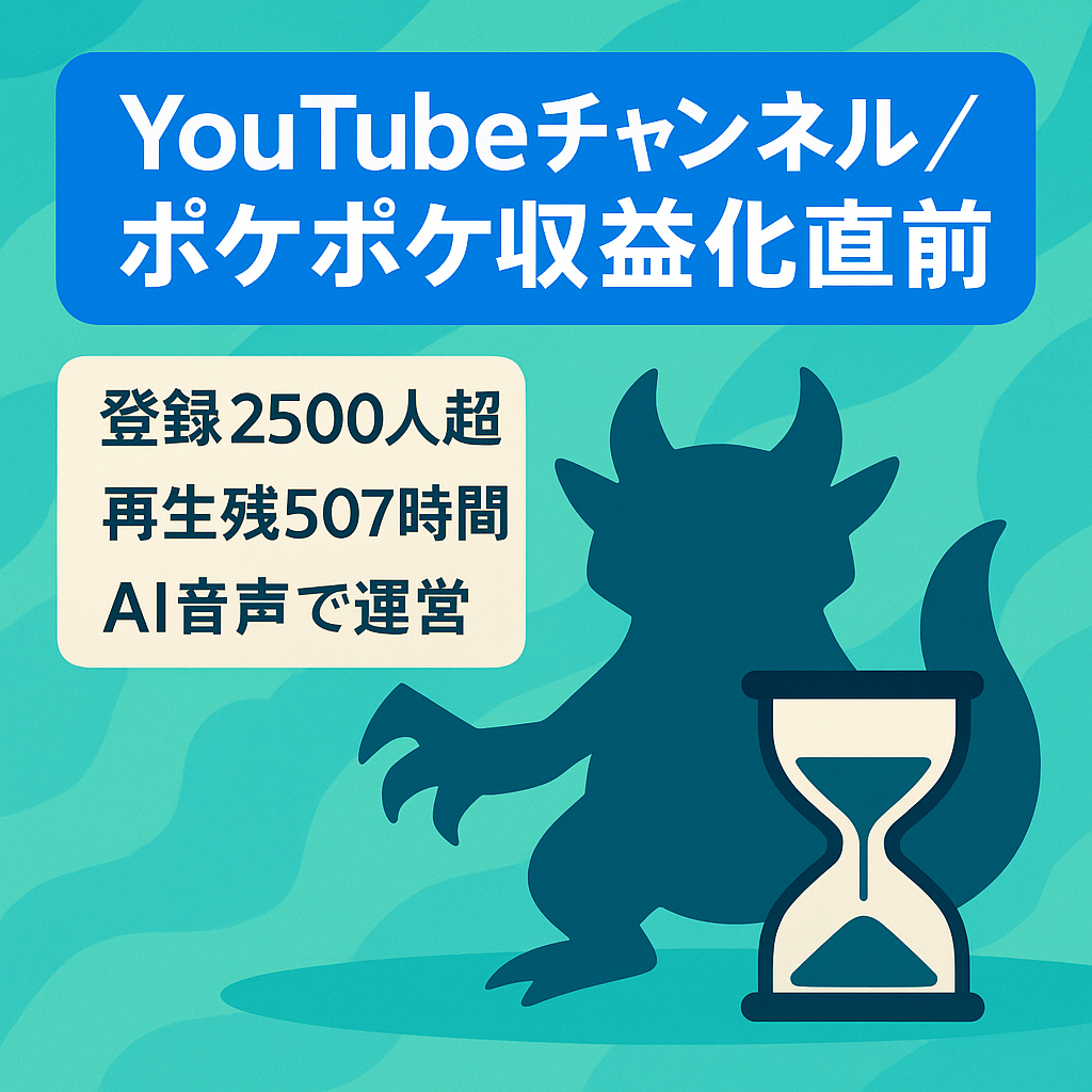 【登録者2500超え】ポケポケ専門チャンネル 属人性無し 1段階目の収益化達成済み 広告の収益化が動画再生時間あと507時間です