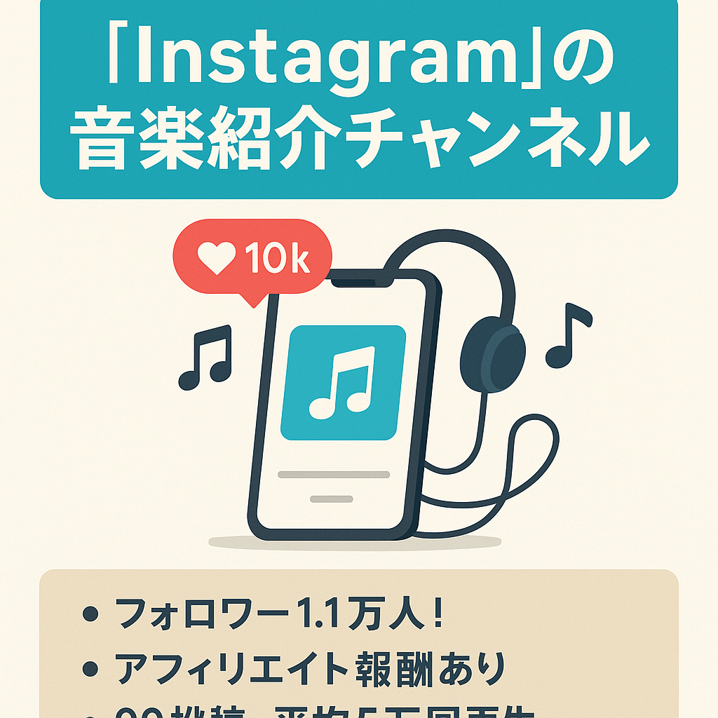 【Instagram 1万人!音楽紹介チャンネル】総再生回数5,000,000再生・平均4000いいね・平均作業時間30分